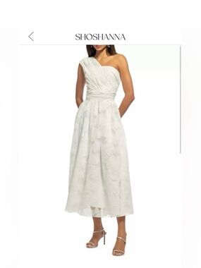 Shoshanna Ivory One-Shoulder Floral Jacquard Midi Dress